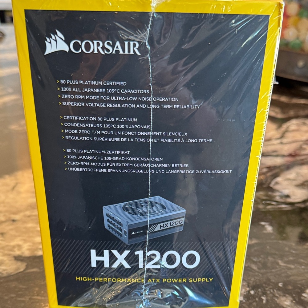 Corsair HX1200 Yellow and Black Power Supply